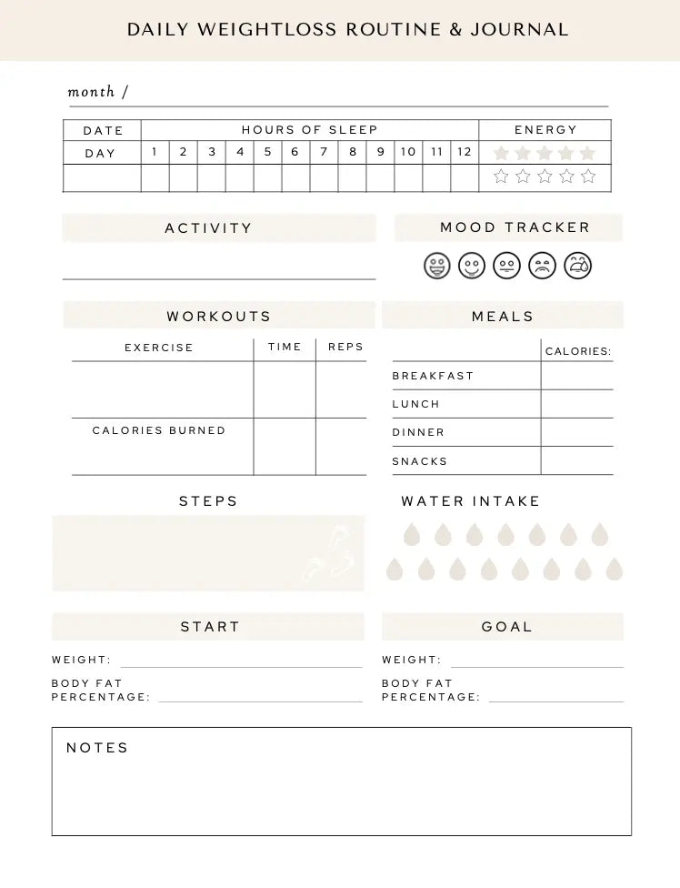 The Diva Digital Weight Loss Journal Life Craft Plannerz
