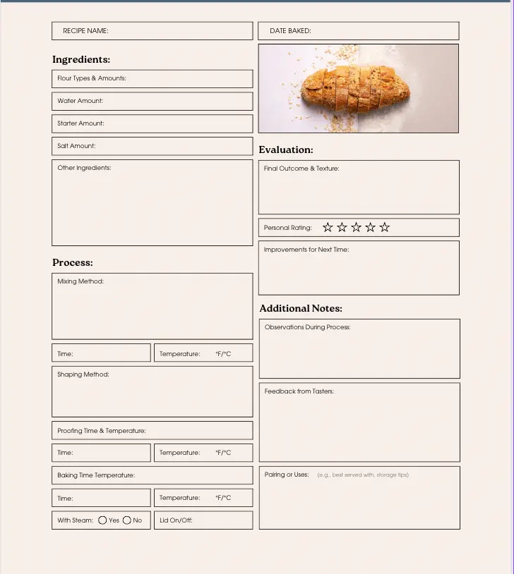 The Sourdough Baking Journal Product vendor